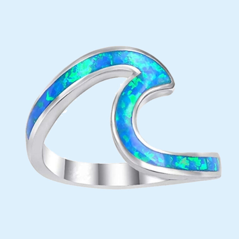 Phoenexia - Sterling Silber Wellen Ring Damen – Entfernt 2,5 kg Plastik